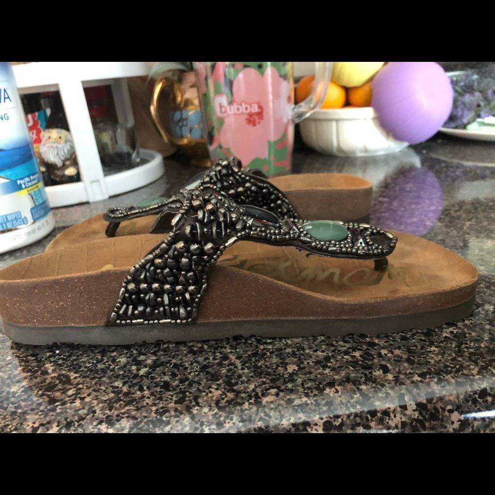 Sam Edelman Annalee Pewter Beaded Leather Sandals S : 6 - Picture 8 of 12